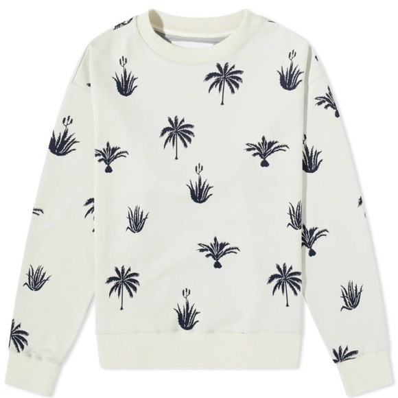 Jil Sander Men's Palm Tree Intarsia Cotton Crew Knit - Picture 4 of 11